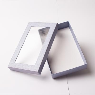 China Biodegradable Custom Big Size Lid Logo And Low Paper Gift Packaging Box With Clear Transparent Window For Pacaking Silk Scarf And Earring for sale