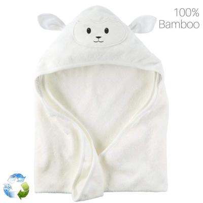 China QUICK DRY 100% Bamboo Hooded Towel Baby Super Absorbent Hooded Towel Bath With Cute Lamb Face Design for sale