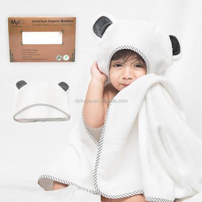 China 2019 Airplane Baby Wholesale Organic Bamboo Hooded Towel Super Soft Hooded Bath Towel With Cute Polar Bear Ear for sale