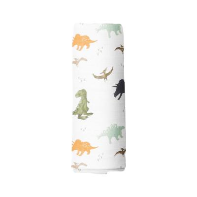 China PORTABLE Muslin Bamboo Swadlle Covering for Baby, Soft 2 Layers Printing Wrap Receiving, Baby Wrap, Dinosaur Pattern for sale