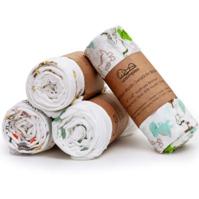 China PORTABLE Soft 2 Layers Baby 70%Bamboo 30%Cotton Animal Muslin Wraps Bamboo Wrap Baby Sleep Blankets 120*120cm for sale