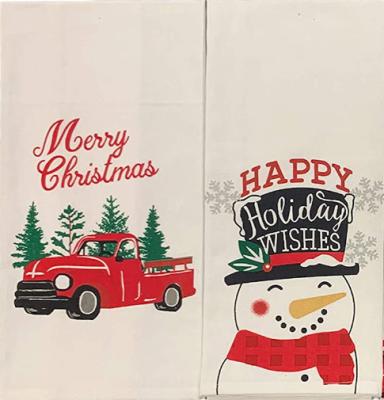 China Digitally Printed Kitchen Towel Christmas Series 41x56cm Pure Cotton 180GSM Pure Cotton Towel Compressed Strong Absorbent for sale