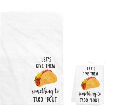 China White Compressed Cotton Kitchen Towel Wash Towel Baking Set Printed With Fun Proverbs Novelty Gifts Christmas Housewarming Birthda for sale