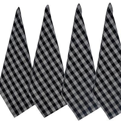 China Excellent Absorbency Design Lattice Gray And Black Quality 100% Cotton Compressed Kitchen Towel 50x70cm for sale