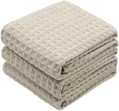 China New Design Compressed Water Absorbent Waffle Weave Cotton Kitchen Tea Towel Dish Cloths Accept Customize for sale