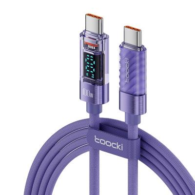 China 100W Type-C Nylon Braided High Speed Fast Charging Cable 100W Dual Usb Digital Display Fast Charging Cable With High Speed for sale
