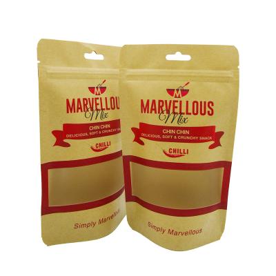 China RRD Recyclable Customize Logo Recycled Brown Kraft Paper Bag Food Packaging Paper Bag With Window Design for sale