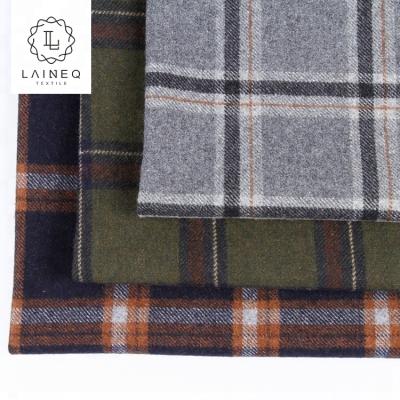 China 10 years experience double faced tartan wool blend plaid flannel melton coat fabric for men for sale
