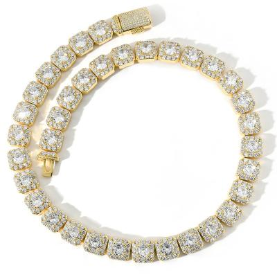 China Hip Hop Fashion Style Jewelry Hip Hop 13mm Width Brass Chain With Iced Out Zircon Necklace for sale