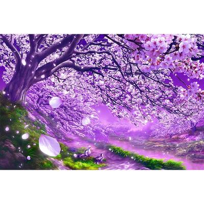 China DIY Modern Diamond Cherry Blossom Landscape Painting Round Full or Square Diamond Embroidery Kits Home Decoration Gift for sale