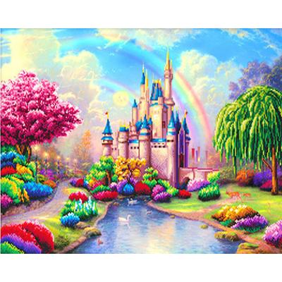China Modern Rainbow Castle Full Square or Round Diamond Embroidery Kits Diamond Drill Home Decoration DIY Gift Diamond Painting for sale