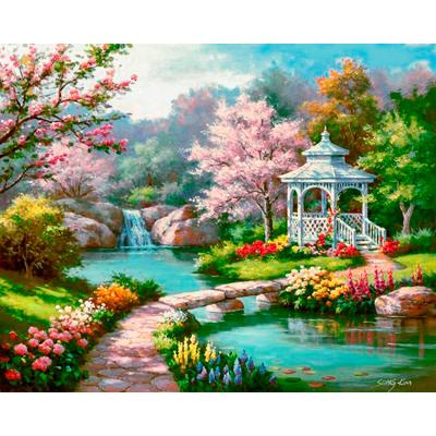 China Modern Park Lake and Trees Landscape Diamond Embroidery Kits Round or Square Full Drill Home Decoration DIY Gift Diamond Painting for sale