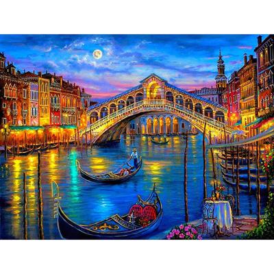 China Modern City River In The Night Round Or Square Diamond Embroidery Kits Full Drill Decoration DIY Gift Diamond Painting for sale