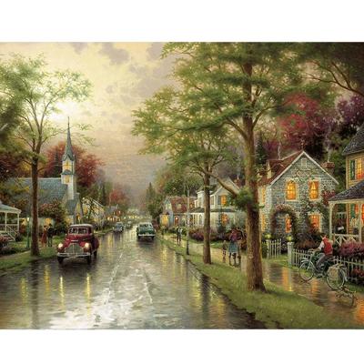 China Home Decor DIY Gift Diamond Embroidery Round Or Square Kits Full House Modern Landscape Street Diamond Painting for sale