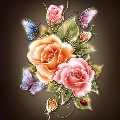 China DIY Modern Full Diamond Painting Colorful Round Rose and Butterfly Home Decoration Gift or Square Drill Diamond Embroidery Kits for sale