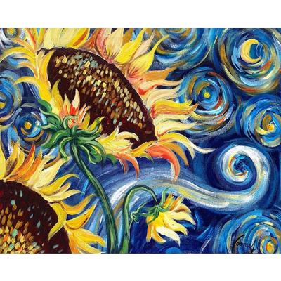 China Modern Starry Sunflowers Round or Square Embroidery Kits Full Diamond Drill Decoration DIY Gift Home Diamond Painting for sale