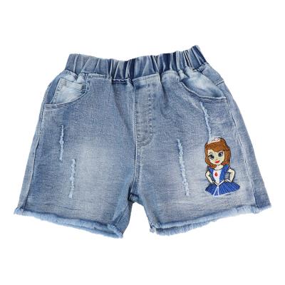 China Color Fade Proof Girls jeans shorts wash water 2022 summer new style children's kids pants cotton fashion cartoon Sofia wholesale custom made for sale