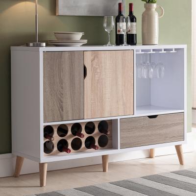 China Mid Century Adjustable White Sideboard (Height) Wooden Bar Wine Cabinet for sale