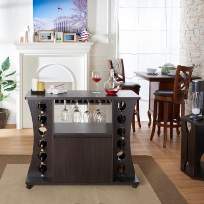 China Northlawn Espresso Foldable Buffet Table with Wooden Wine Rack Bar Cabinet for sale