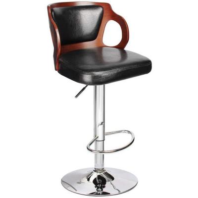 China Casual Rated Adjustable Metal Top Bar Stool Black Leather Bar Stool Chair for sale
