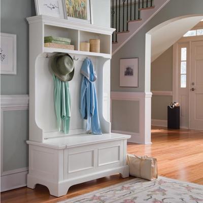 China Family and Hall Tree Free Standing Designer COAT RACK Coat Wall Rack with Storage Bench for sale