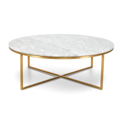 China Hot sale modern modern items around marble top coffee table and stainless steel bottom for sale
