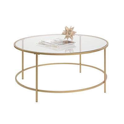 China New Nordic Convertible Stainless Gold End Table Modern Glass Coffee Table for sale
