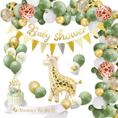 China Latex Avocado Green and Gold Baby Shower Party Balloons Kit With Mom To Be Sash Oh Baby For Party Decoration for sale