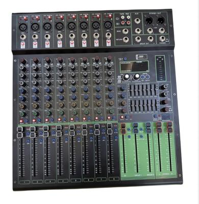 China Perfect Sound PK 8 8 channel Audio Mixer Powerful 16 DPS Effect BT DJ Audio Mixer With USB Switch For Kar for sale