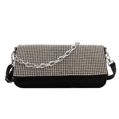 China 2021 New Outdoor Popular Shiny Rhinestone Crystal Evening Clutch Shoulder Handbags Ladies Fashion Luxury Women Messenger Bag Leather for sale