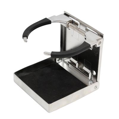 China Height-Adjustable Folding Stainless Steel Drink Holder RV Marine Boat Caravan Car Folding Cup Holder for sale