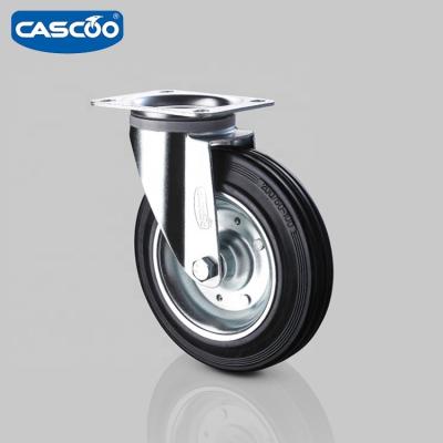 China PIVOT CASCOO 8 inch solid rubber swivel caster wheels with adjustable screw for trash cans for sale