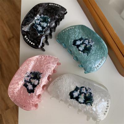 China Hair accessories Large Designer Luxury Daily Accessories Rhinestone Lovely French Cat Acetate Hair Claw Clips Woman Girls Crystal Hairpins for sale