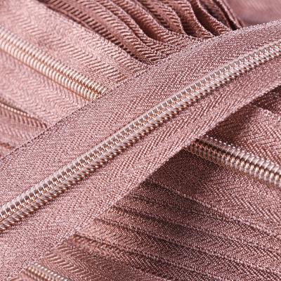 China Nylon Toiletry Bag Color Fade Proof Feature Factory Customized Bag Zipper No. 5 Gold Cosmetic Teeth Cloth Glitter for sale