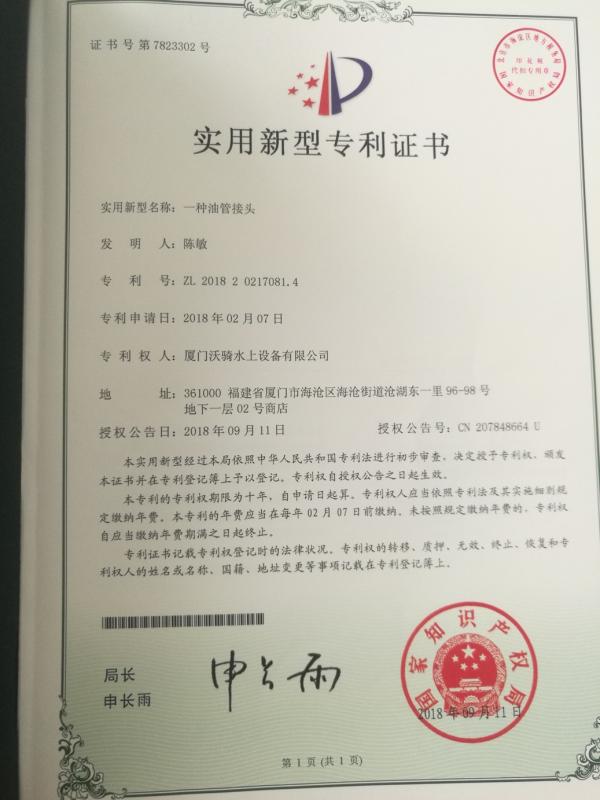 patent - Xiamen Ollwinner Industry & Trade Co.,Ltd