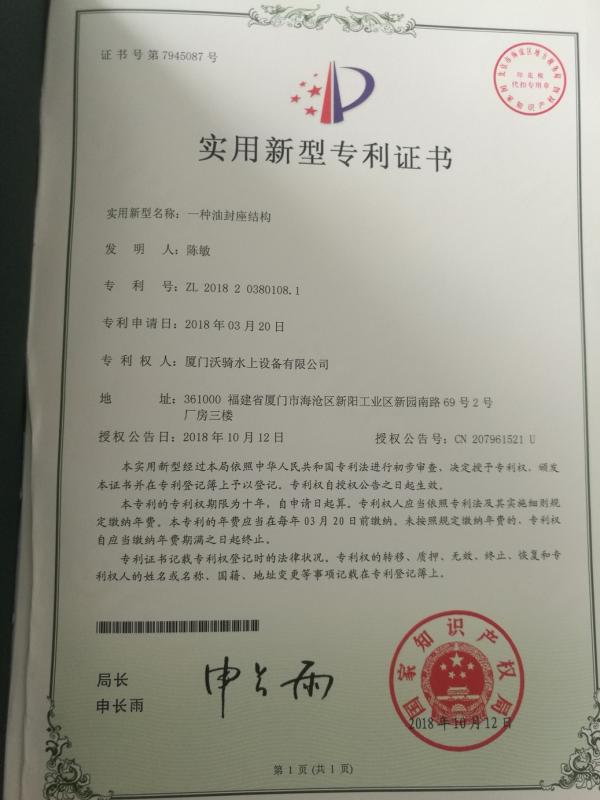 patent - Xiamen Ollwinner Industry & Trade Co.,Ltd