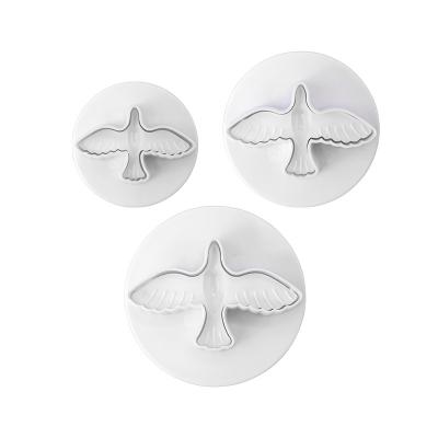 China Sustainable Wholesale 3 pigeon pattern plastic cookie press molds cookie Cutter Stamps Set Biscuit Stamp for sale