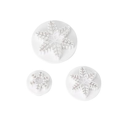 China Sustainable 3 Pcs Fine Snowflake Cookies Spring Mold cookies mold cutter Press Biscuit For Christmas for sale