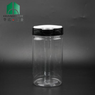 China Food Grade Empty Aluminum Jar 650ml Food Grade Clear Plastic Jar With Flip Cap for sale
