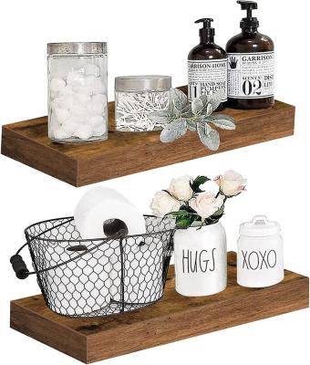 China Country Shelves Bathroom Decor Rustic Floating Book Shelves For Wall Bedroom Kitchen Rustic Brown Farmhouse for sale