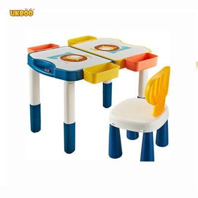 China Toy UKBOO HQB6012 Lion Suitcase Building Block Building Table with the Chair for sale