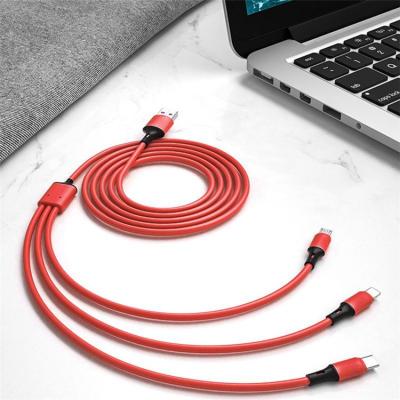 China Fast Charging Speed 3in1 Split Cable Universal Multi Function Mobile Phone Charger Charging Cord for sale