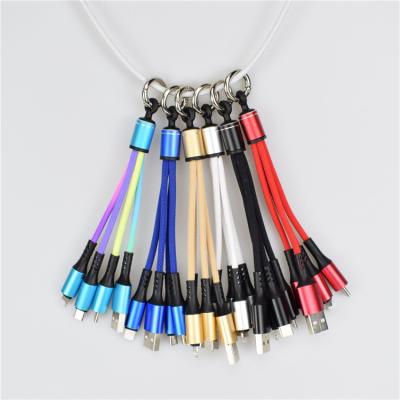 China New Speed Mobile Phone Cable 3In1 Date Usb Fast Charging Portable Multi-Key Chain Cable for sale