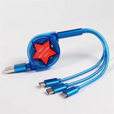 China Fast Charging Universal 3 in1 Multi Speed USB Charger Charging Retractable Cable for sale