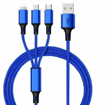 China Fast Charging Speed 3 In 1 Universal USB Data Cable Multi Styles Mobile Phones 1.2m Usb Fast Charging Cable for sale