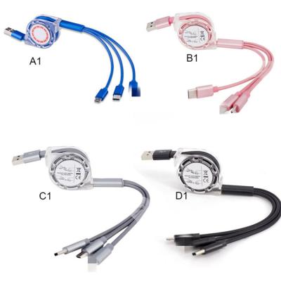 China 3in1 Multi Speed USB Data Cable Retractable Charger Universal USB Fast Charging Cable for sale
