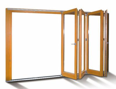 Chine Les portes Bifold en aluminium de KLUK feuilleté le grain en bois de verre pour le patio à vendre