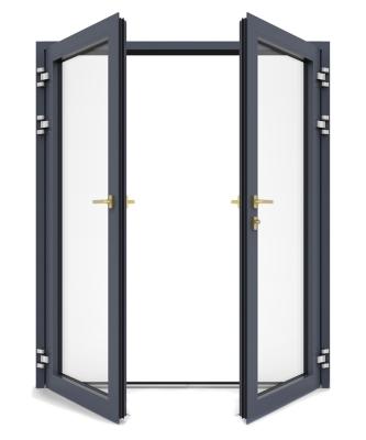 Chine Doubles portes d'oscillation en aluminium en verre teintées Flucarbon avec la moustiquaire de fibre de verre à vendre