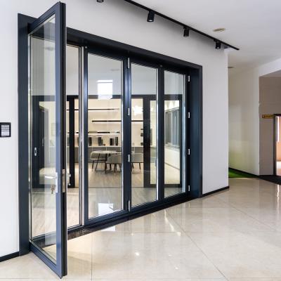 Chine 6063 bi-directionnels porte se pliante en aluminium avec le cadre de couleur de noir de poignée de Digital à vendre