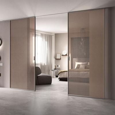 China Espessura magro do quadro 0.7mm das portas de Mesh Glass Entrance Aluminum Sliding à venda